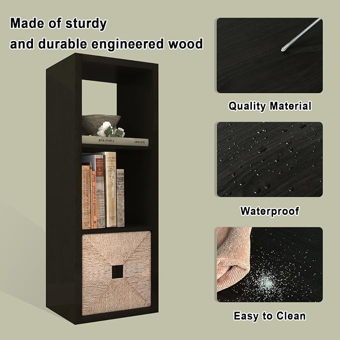 CTESNE【2026 Wooden Thick Frame 3 Cube Storage Organizer Shelf - Image 4
