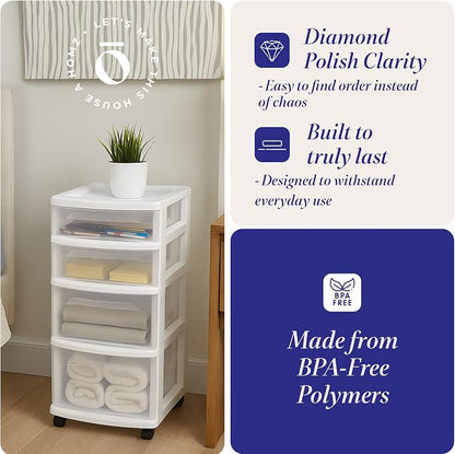HOMZ Drawer Tower, 4-Tier Storage Cart - Image 5