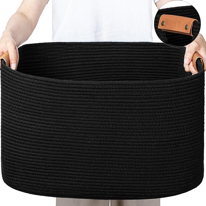 danpinera Large Woven Basket, 108 L Blanket Basket by danpinera