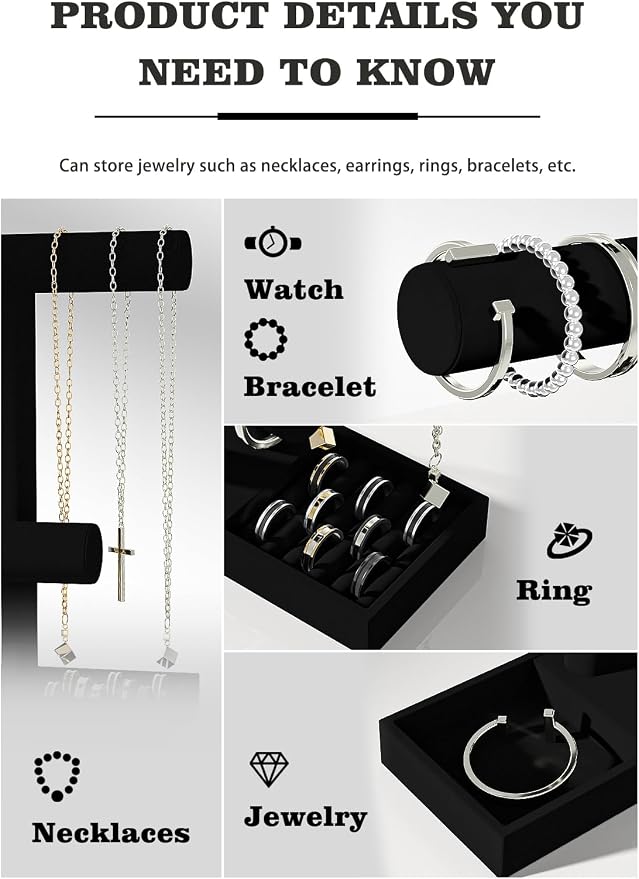Bracelet and Necklace Holder, Velvet Jewelry Necklace Display Organizer Stand - Image 3