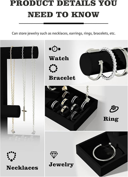 Bracelet and Necklace Holder, Velvet Jewelry Necklace Display Organizer Stand - Image 3
