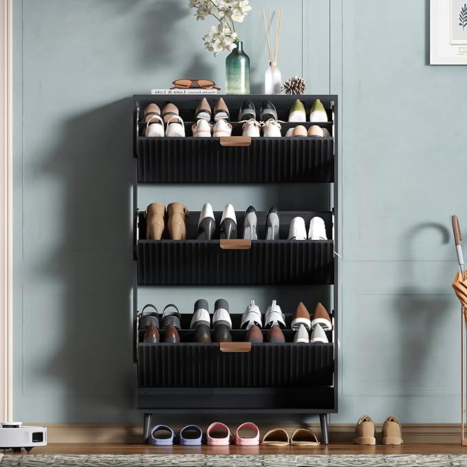 Shoe Cabinet Storage, Modern Freestanding Organizer by QIVOMIX