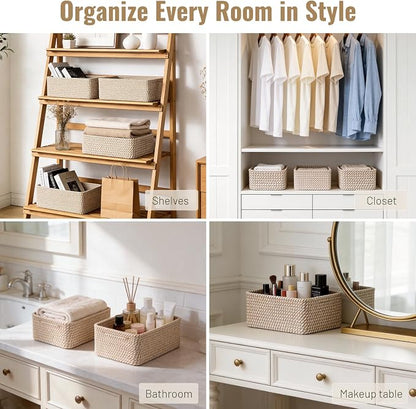 5 Pack Small Woven Storage Baskets - Image 5
