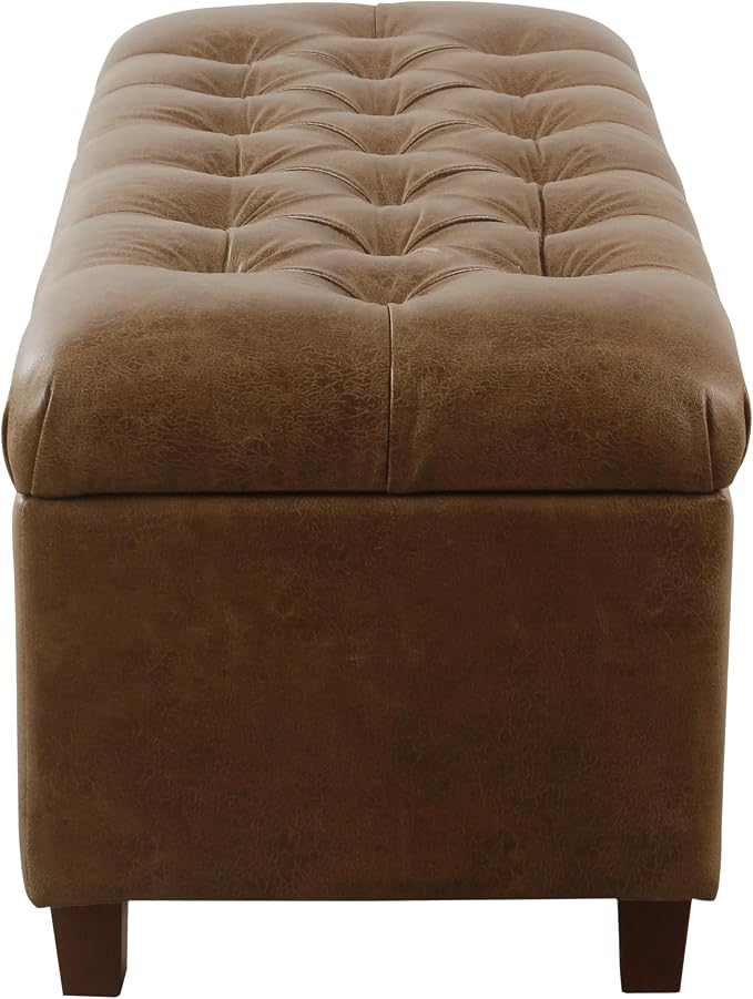 HomePop 40" Button Tufted Storage Bench - Image 6