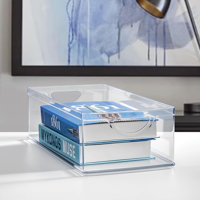 iDesign Stackable Clear Plastic Extra Long Storage Bin, Organizer - Image 6