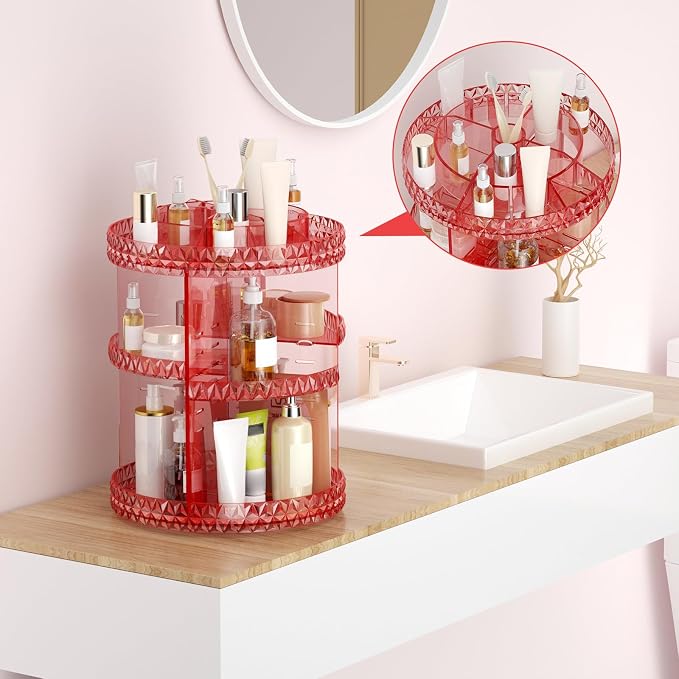 360 Rotating Makeup Organizer, DIY Adjustable Cosmetics Organizer, Professional - Image 8