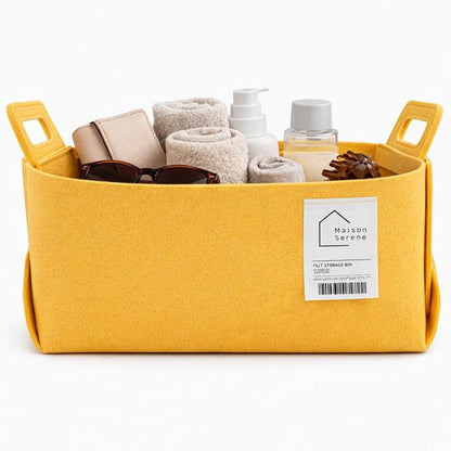 Collapsible Felt YELLOW Storage Basket by Unknown