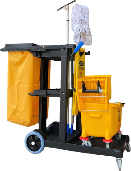 SIMPLI-MAGIC Janitorial Cart, 330 lbs Capacity – 3-Shelf Commercial by SIMPLI-MAGIC