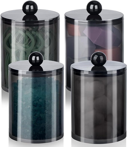 4 Pack Qtip Holder, Canister Apothecary Jar Set, Bathroom Jars by XIPENGKEJI