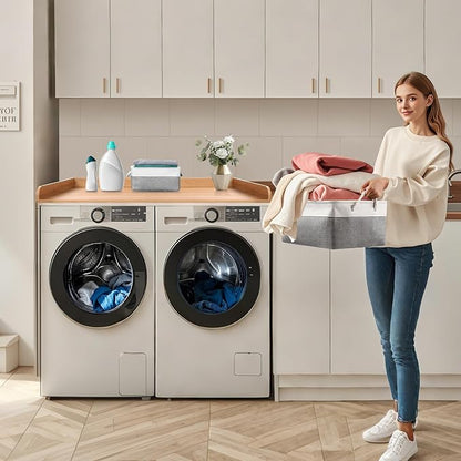 Washer Dryer Countertop with 2 Pack Storage Baskets, Wood Washer and Dryer - Image 6