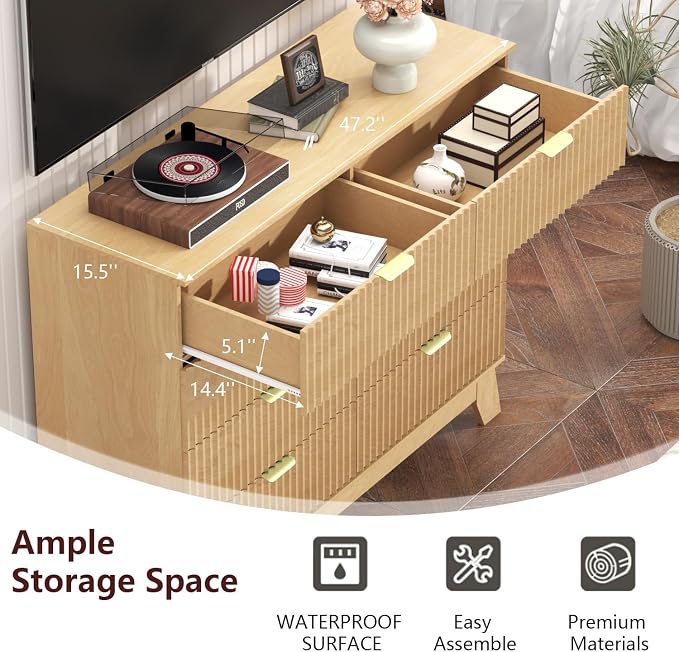Fluted Dresser for Bedroom, 8 Drawer Dresser for Closet Organizer and Storage - Image 6