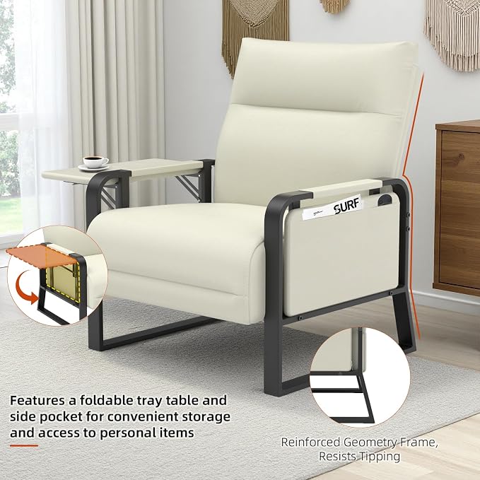 Upholstered Accent Chairs Set of 2, Modern Faux Leather Sofa Chairs - Image 4