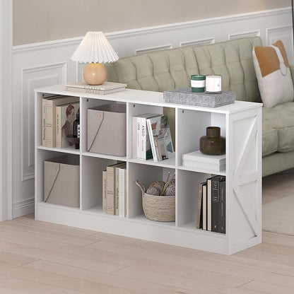 Furinno Jensen Book Shelf, 8-Cube Farmhouse Bookshelf, Display Bookcase - Image 2