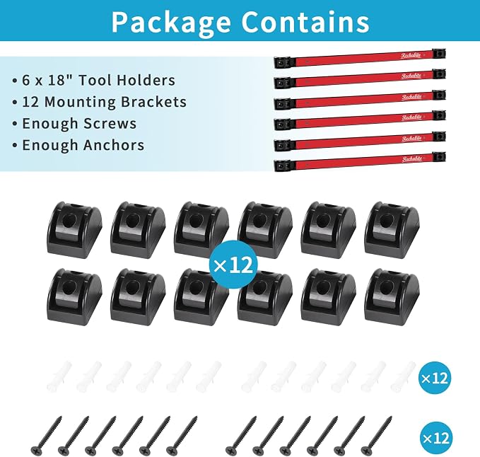 6 Pieces 18" Magnetic Tool Holder Strip, Metal Tool Organizer Rack - Image 7