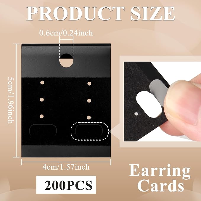 HAPY SHOP 200 PCS Black Velvet Plastic Display Cards Earring Card Holder - Image 2