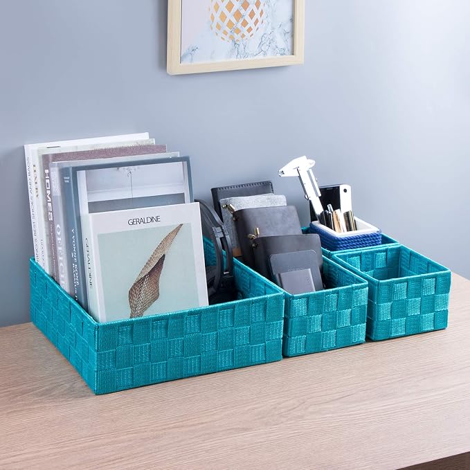 Posprica Woven Storage Baskets for Organizing, Small Black Baskets Cube Bin - Image 4