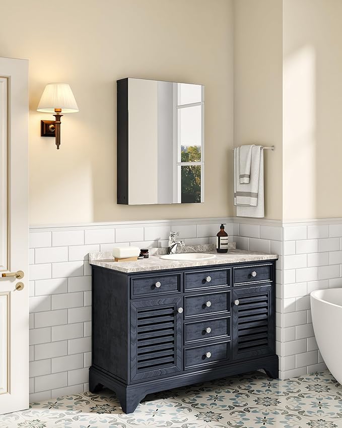 Bathroom Medicine Mirror Cabinet, 17.7'' x 23.6'', Wall-Mounted Bathroom Vanity - Image 2