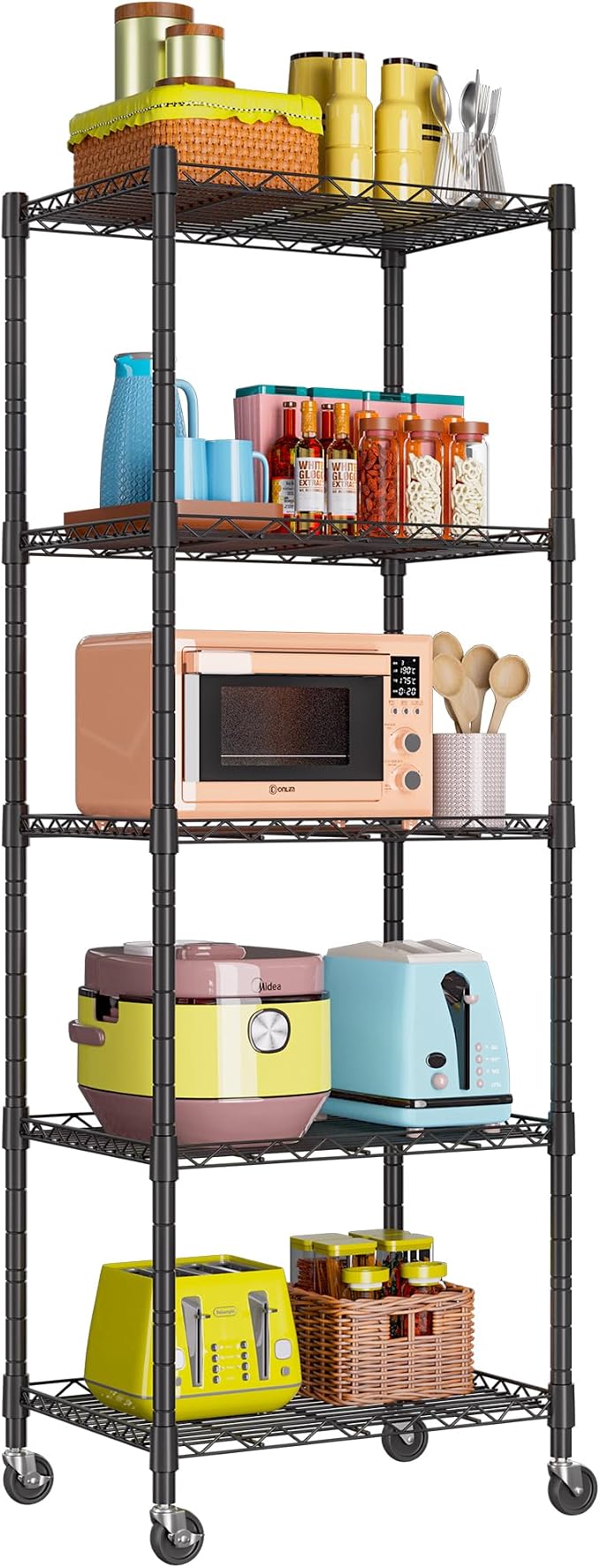 REGILLER 5-Wire Shelving Metal Storage Rack Adjustable Shelves, Standing - Image 4