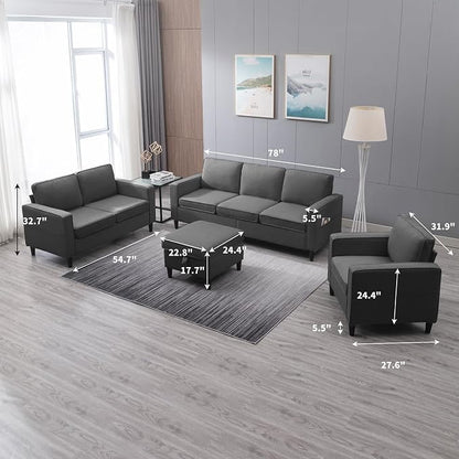 BALUS 78" W Sectional Couches for Living Room, Linen Fabric Sofa - Image 8