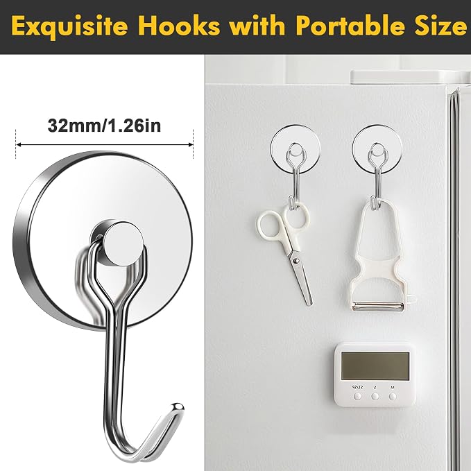 MIKEDE Magnetic Hooks Heavy Duty, 120LB Swivel Swing Strong Magnetic Hooks - Image 3