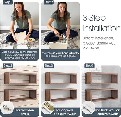 24in Floating Cube Shelves Set of 2, Display Shelves Wall Mount, Decorative - Image 4