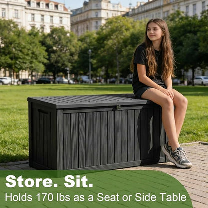 Vixzen 180 Gallon Deck Boxes Outdoor Waterproof, Resin Lockable Storage Box - Image 4