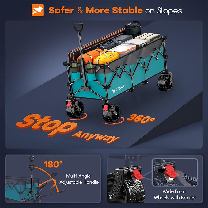 48" L Collapsible Beach Wagon Cart Foldable, 560LB Weight Capacity 300L Heavy - Image 8