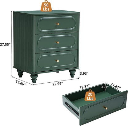 3 Drawer Fluted Dresser for Bedroom Set of 2, Mid Century Modern Chest of - Image 2