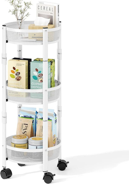 TOOLF 3 Tier Foldable Rolling Cart, Metal Utility Storage Cart, Lockable Wheels by TOOLF