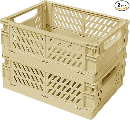 Small Pastel Plastic Storage Bins 2Pcs Foldable Pastel Crates Plastic Basket by Tobesonuoze