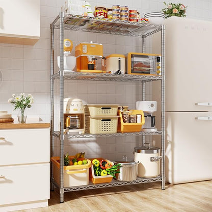 Storage Shelves Heavy Duty, 4-Tier Adjustable Metal Industrial Utility Shelf by ROOMTEC