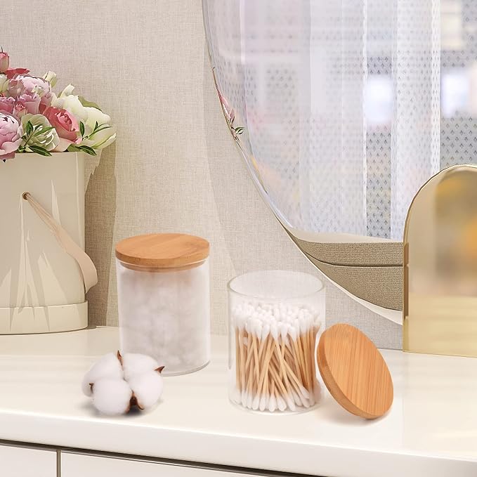 2 Pack Glass Qtip Holder Dispenser Set - Image 5