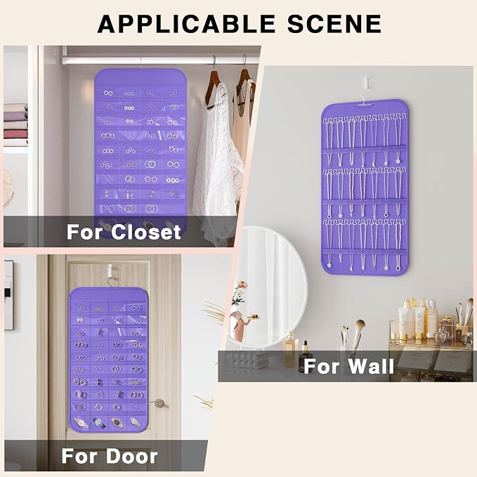 Hanging Jewelry Organizer Storage, 40 Pockets 36 Hooks Necklace Earring - Image 4
