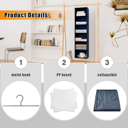 Hanging Closet Organizer and Storage 6-Shelf, Easy Mount Foldable Hanging - Image 6