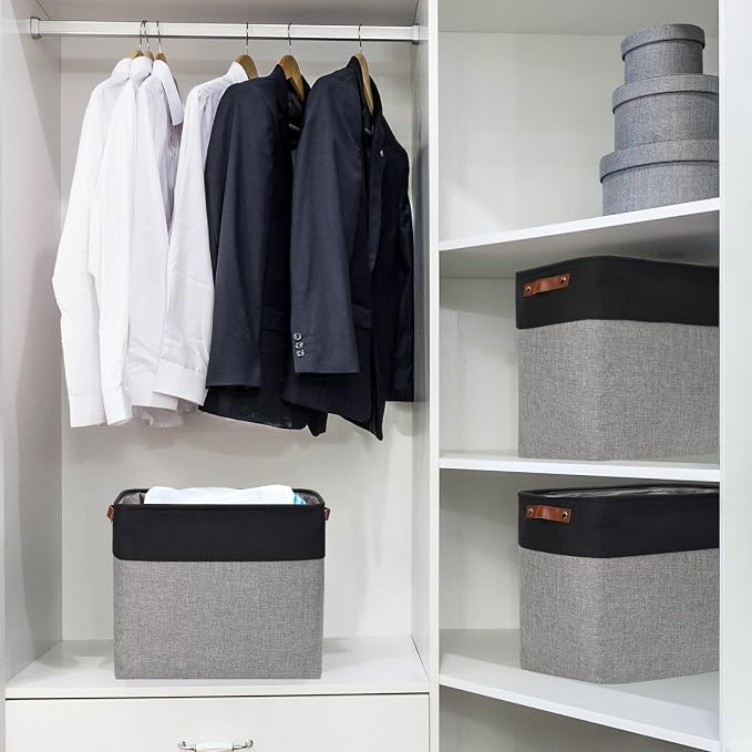 Large Fabric Storage Baskets | 50L Storage Bins, Decorative Linen Closet Baskets - Image 2