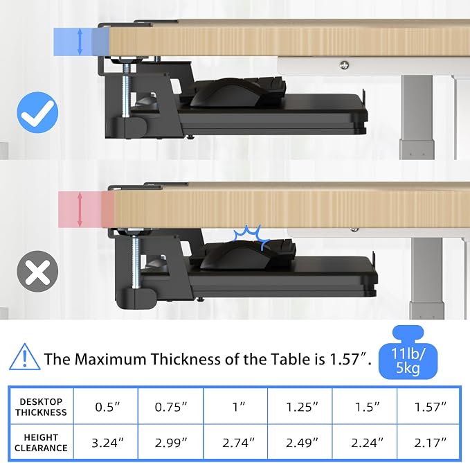 suptek Small Keyboard Tray Under Desk Pull Out - Image 7