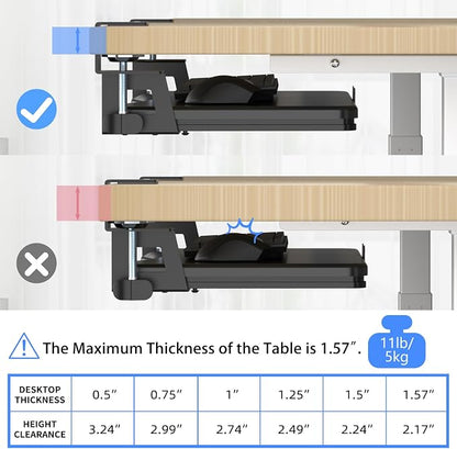 suptek Small Keyboard Tray Under Desk Pull Out - Image 7