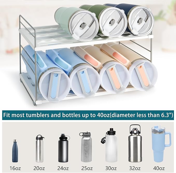 Water Bottle Organizer For Cabinet, Adjustable Tumbler Storage, Expandable - Image 4