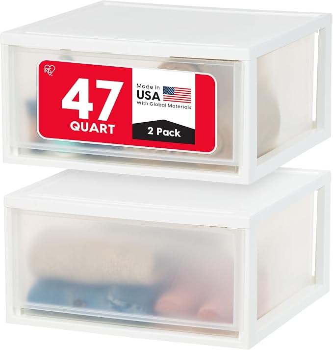 IRIS USA 47 Qt. Extra-Large Stackable Storage Drawer Plastic Drawer Organizer by IRISUSA