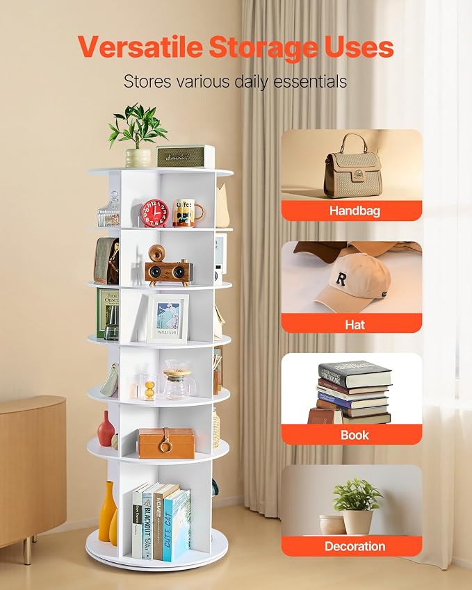 VEVOR 6 Tiers Rotating Shoe Rack Tower, 360° Spinning Shoe Rack, Revolving - Image 8