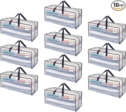 VENO 10 Pack Moving Bags w/Backpack Straps, Heavy Duty, Moving Boxes Alternative by Veno