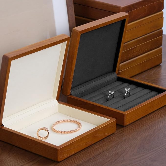 Oirlv Solid Wood Ring Jewelry Box Organizer Earrings Jewelry Drawer Organizer - Image 6
