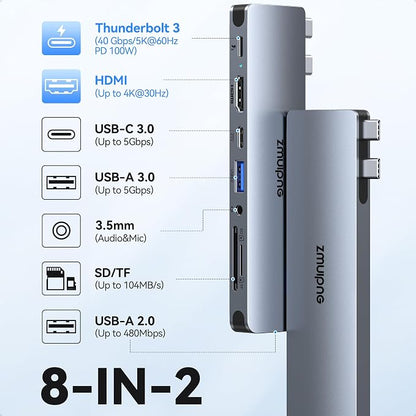 USB C Hub Adapter for MacBook Pro Air 2022 2021 2020 2019 Docking Station for - Image 2