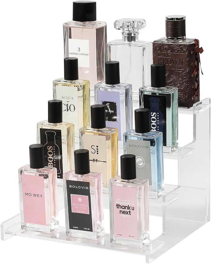4-Tier Acrylic Display Riser Stand – 22.8x20x18.2cm Clear Perfume Stand - Image 7