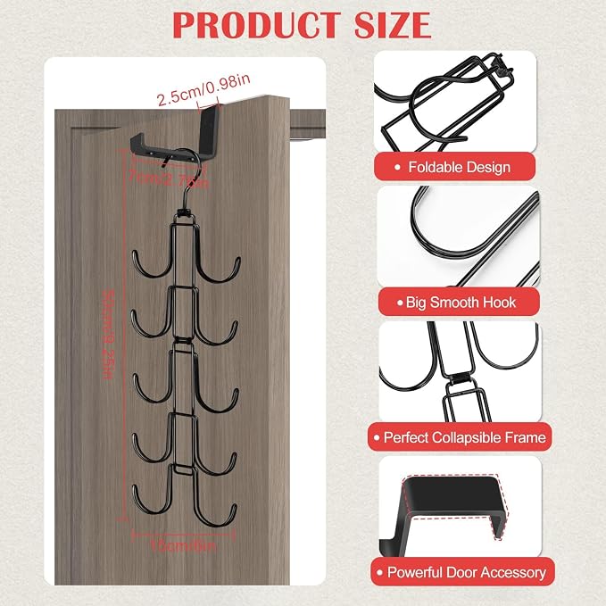 Hat Rack for Door, Collapsible Over The Door Hat Organizer - Image 3