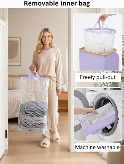 iEGrow Laundry Hamper with Lid, 110L Large Laundry Basket with Removable Bag - Image 5