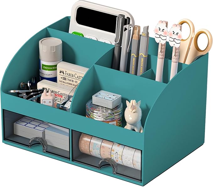 COMFYROOM Desk Organizer with 6 Compartments and 2 Drawers, Plastic Makeup by COMFYROOM