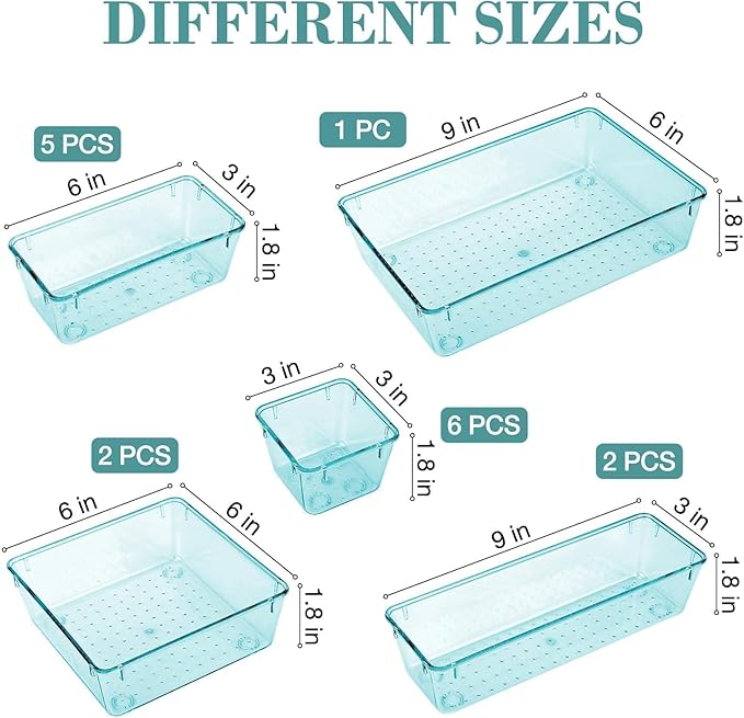 16 PCS Drawer Organizer Set, 5 Varied Size Bathroom and kitchen Drawer cabinet - Image 2
