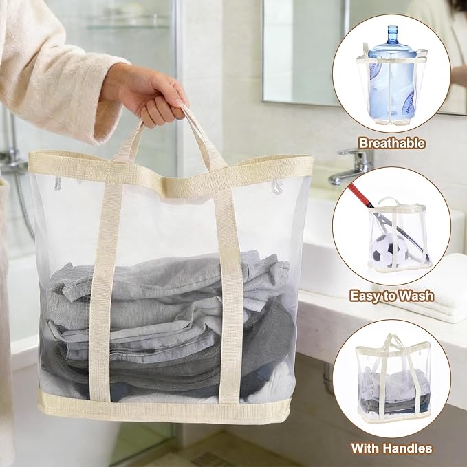uxcell Collapsible Laundry Basket, Mesh Hamper - Image 3