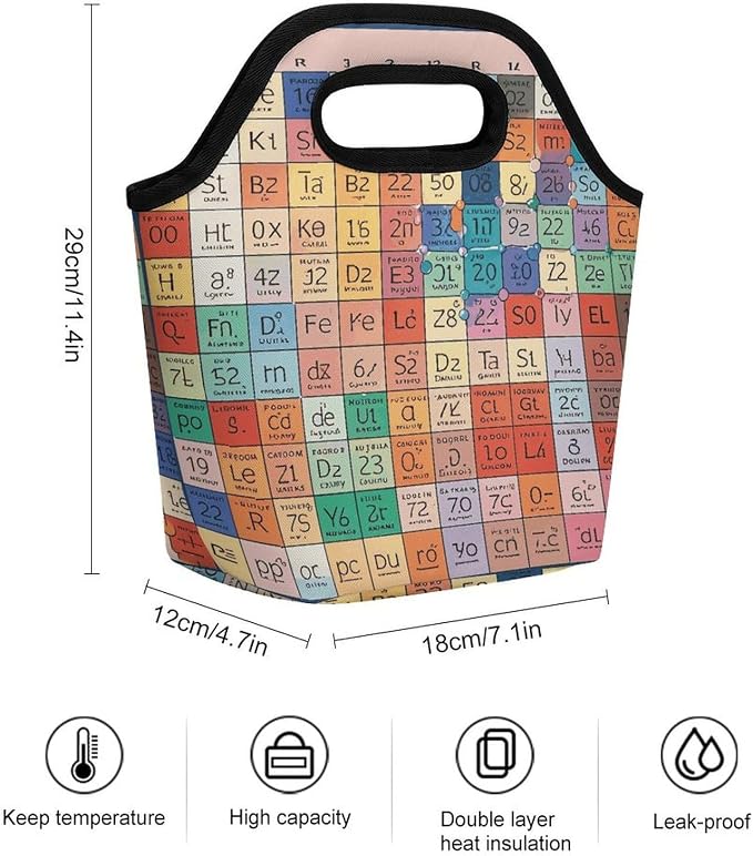 Periodic Table of Elements Lunch Bag Cooler Bag Tote Bags | Reusable Portable - Image 2